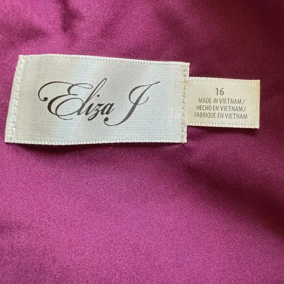 Eliza J Bell Sleeve Fit and Flare Dress In Wine Burgundy Size 16 New - Picture 11 of 12